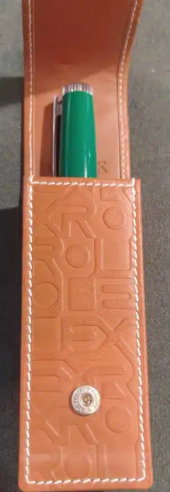 Set Rolex Green Rolleball pen + Leather Pouch - Image 3